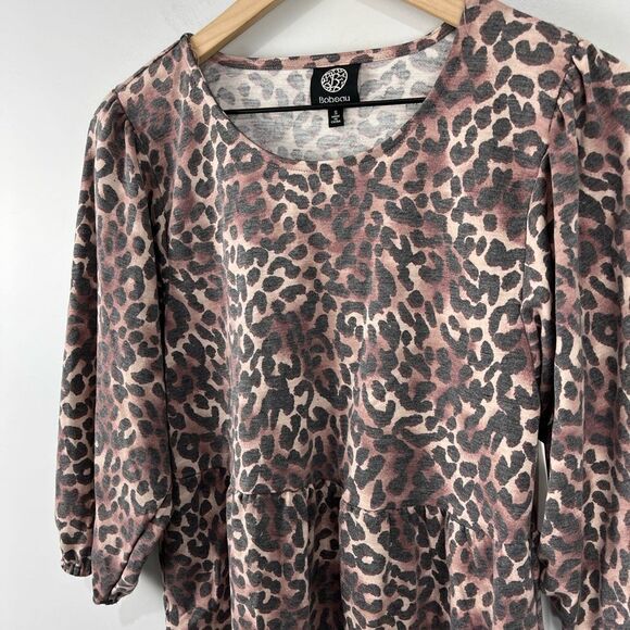 Bobeau Leopard Animal Print Babydoll Top S NWT - Picture 2 of 5